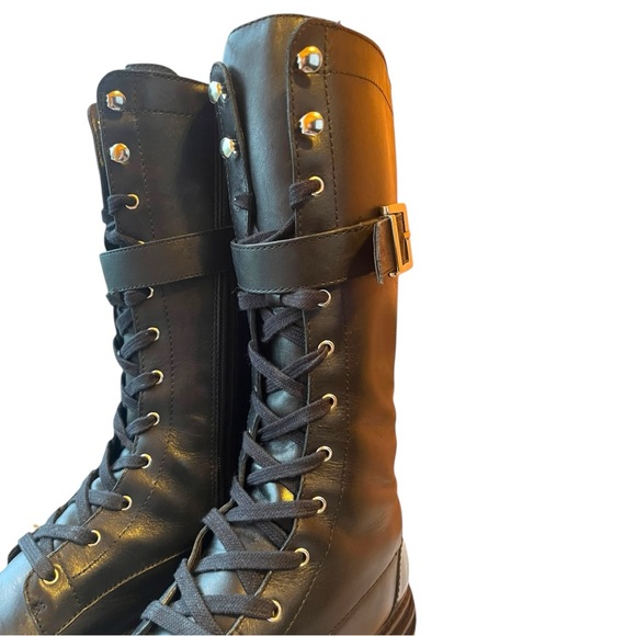 Schutz Moly Tall Combat Military Boots Black Leather Size 8.5 B Free People - Picture 7 of 14